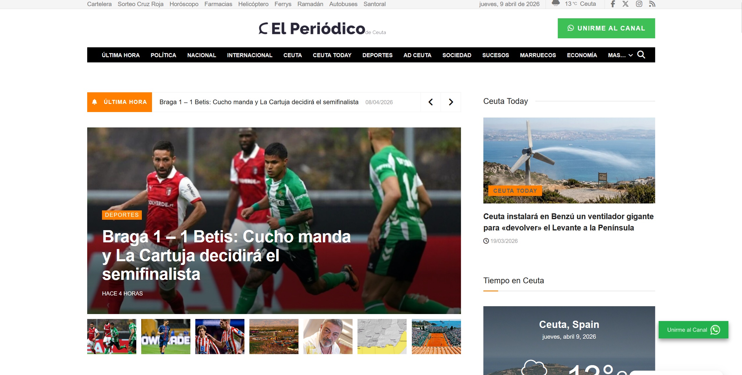 Screenshot of the ElPeriodicoDeCeuta WordPress website