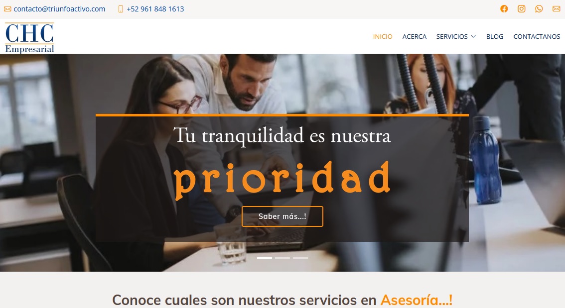 Screenshot of the CHC Empresarial accountability website